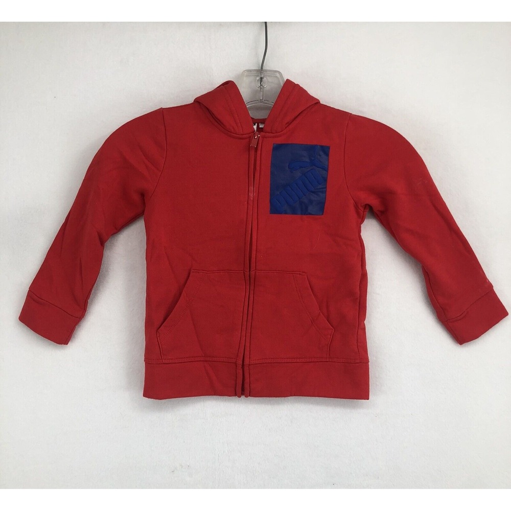 Puma Toddler Zip‎ Up Hooded Sweatshirt Size 4T Red Blue
